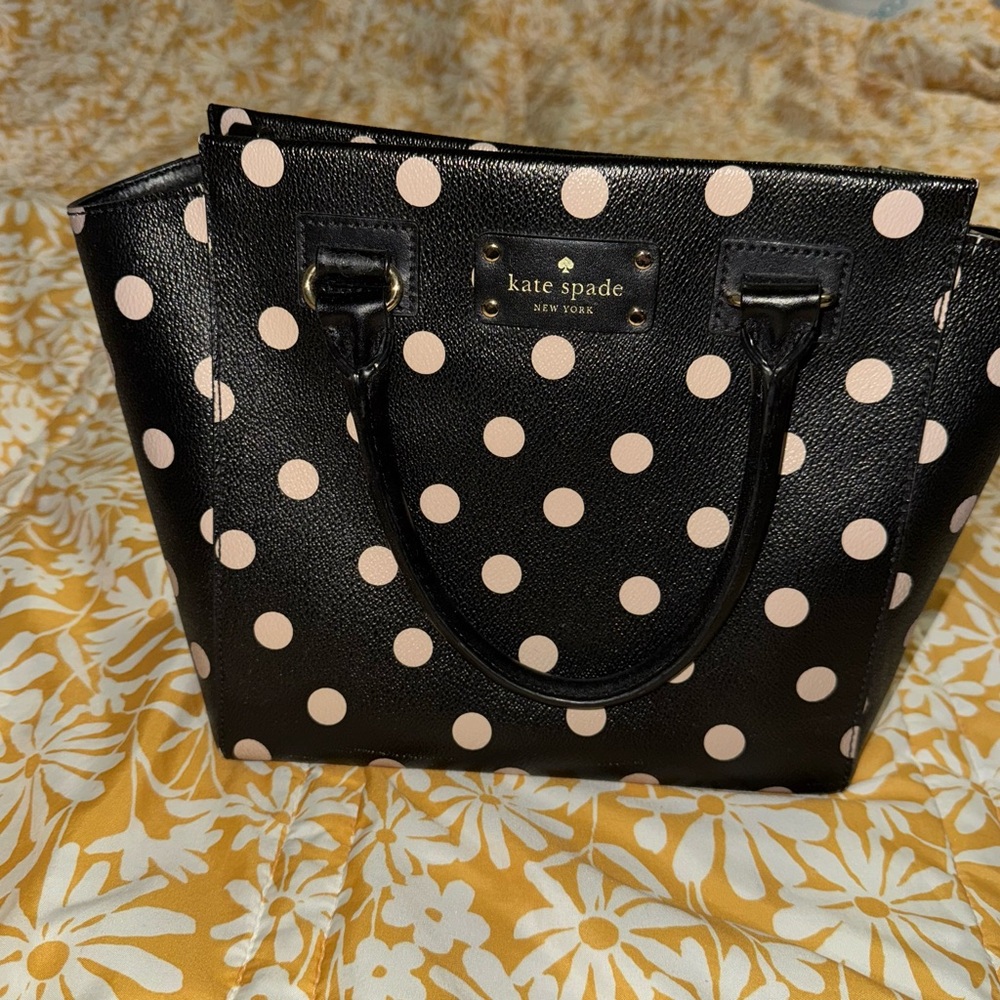 Kate Spade Black and Cream Polka Dot Tote
